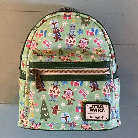 Loungefly Star Wars Mandalorian Christmas Backpack & Wallet Loungefly Star Wars The Mandalorian Chibi Holidays Mini  main image 2